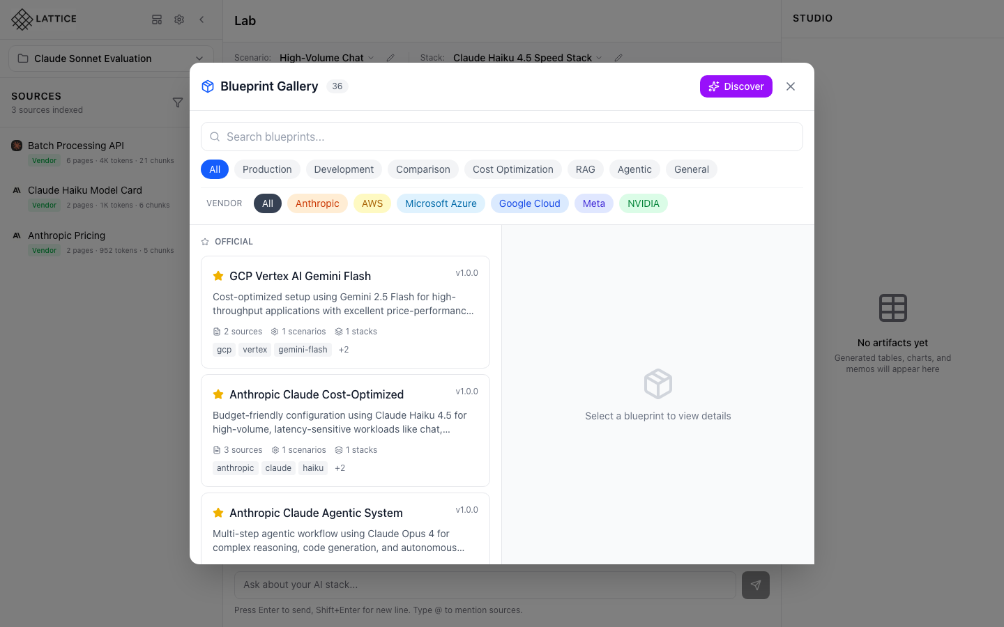Cross-vendor comparison blueprints