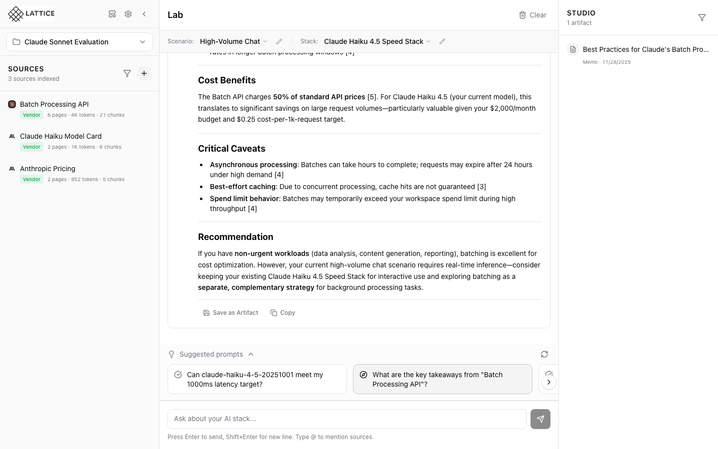 Export options in Lattice