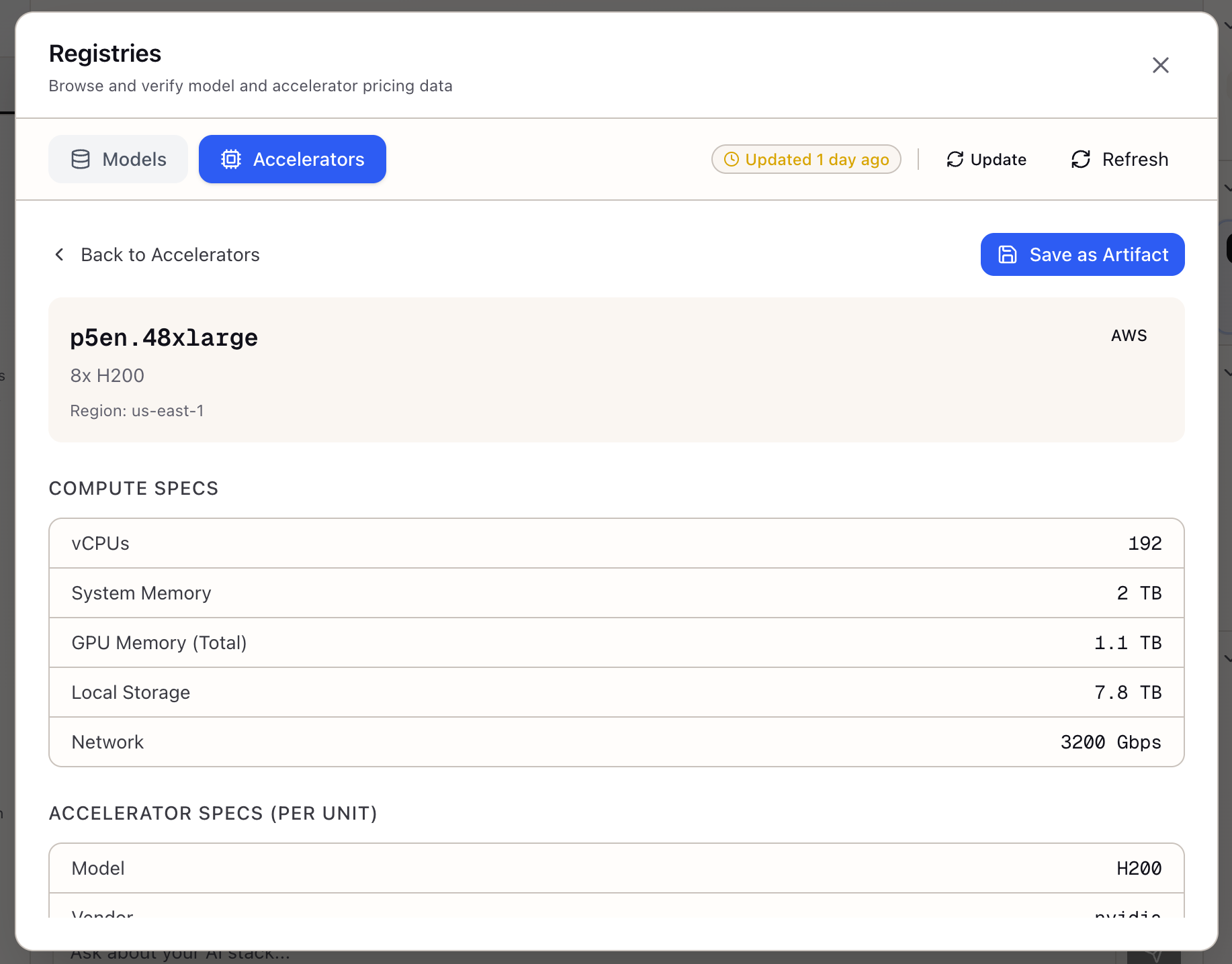 Accelerator Registry advanced features
