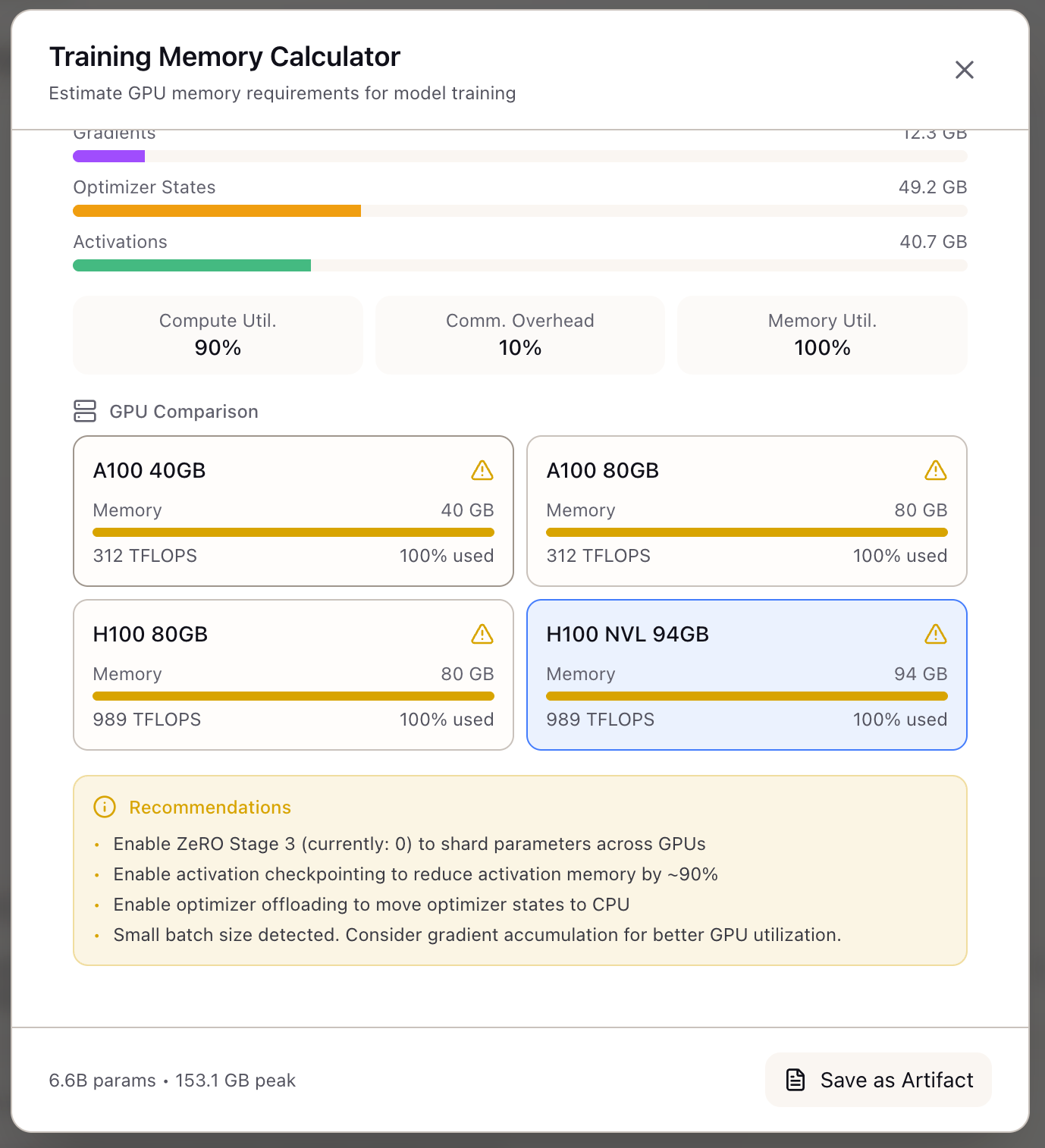 Memory Calculator advanced features