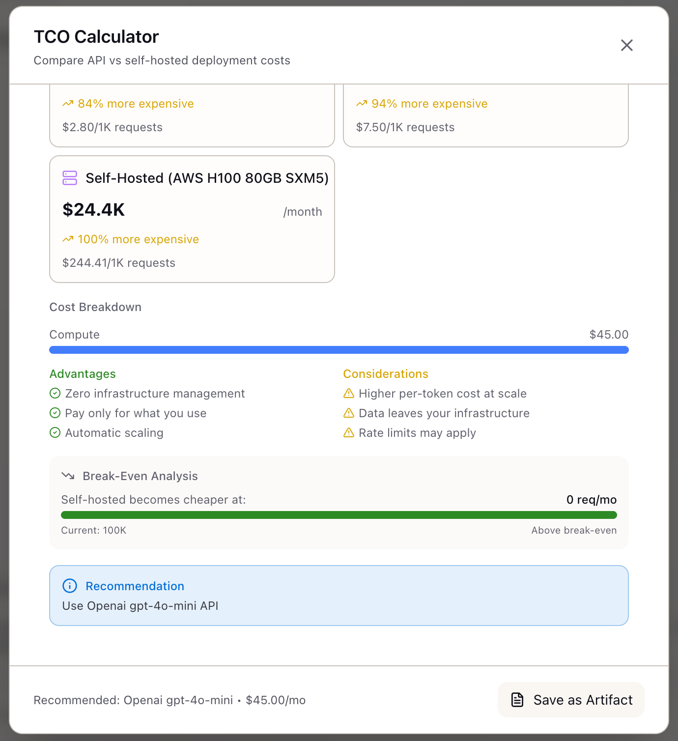 TCO Calculator advanced features